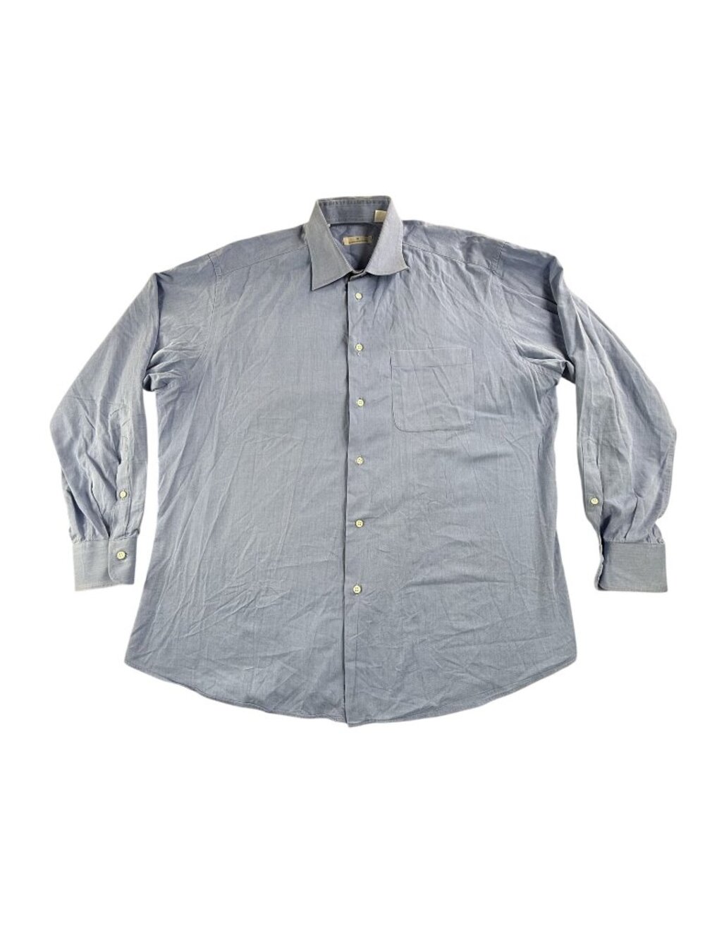 Ermenegildo Zegna Dress Shirt Mens 17 32/33 Blue Solid 100% Cotton Long Sleeve
